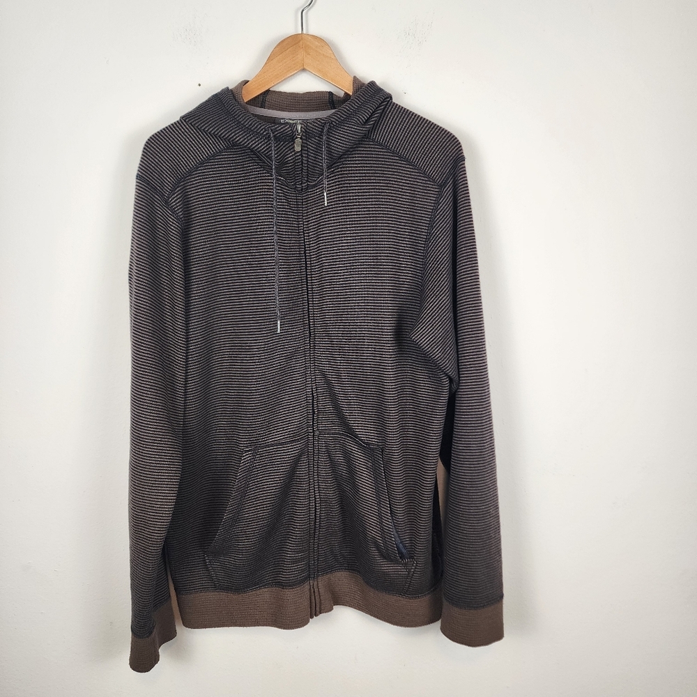Exofficio Striped‎ Zippered Brown Black Hoodie Men's Size Large